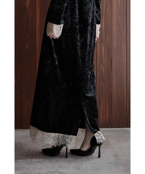 etoll.（エトル）の「クラッシュベロアランジェリー風ドレス