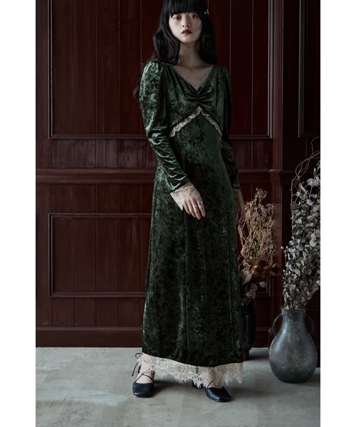 【etoll.】クラッシュベロアランジェリー風ドレス etoll. ドレス クラッシュベロアランジェリー風ドレス : ZOZOTOWN