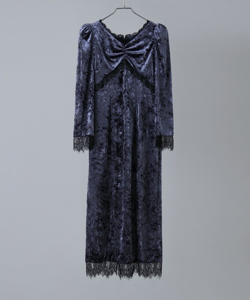 クラッシュベロアランジェリー風ドレス（ドレス）｜etoll