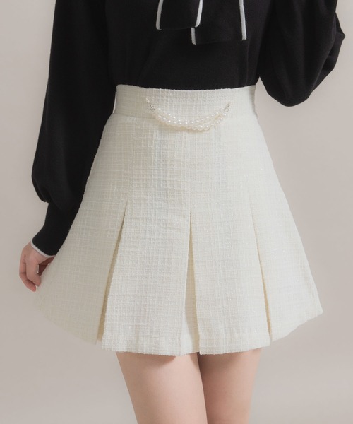 パールチェーンツイードプリーツスカート（スカート）｜DearMyLoveRose