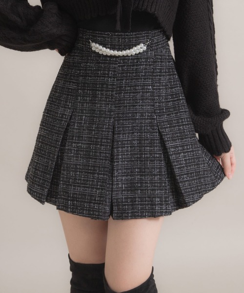 パールチェーンツイードプリーツスカート（スカート）｜DearMyLoveRose