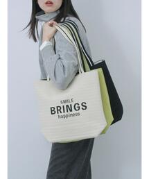 Samansa Mos2 blue | ロゴニットトートバッグ(ハンドバッグ)