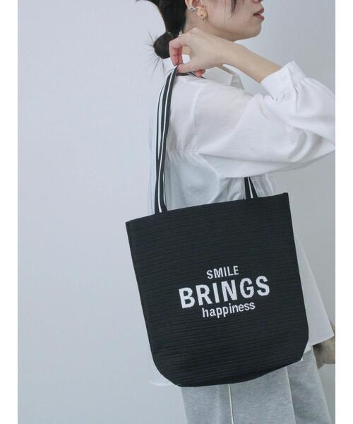 Samansa Mos2 blue（サマンサモスモスブルー）の「ロゴニットトートバッグ（ハンドバッグ・レディース・ブラック/グリーン/キナリ・F）」の2枚目の写真