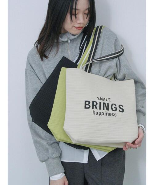 Samansa Mos2 blue（サマンサモスモスブルー）の「ロゴニットトートバッグ（ハンドバッグ・レディース・ブラック/グリーン/キナリ・F）」の11枚目の写真