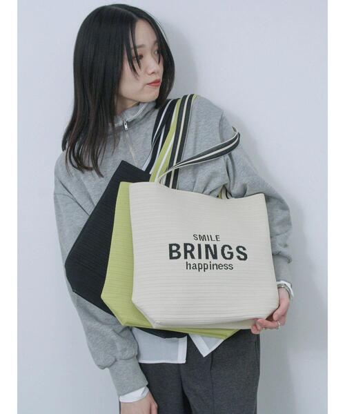 Samansa Mos2 blue（サマンサモスモスブルー）の「ロゴニットトートバッグ（ハンドバッグ・レディース・ブラック/グリーン/キナリ・F）」の12枚目の写真