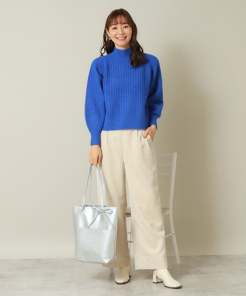 ITS'DEMO（イッツデモ）の「◆【マシンウォッシャブル】ふわもちリブニット（ニット/セーター・レディース・パープル/ライトブルー/ブルー/レッド系1・00）」の6枚目の写真