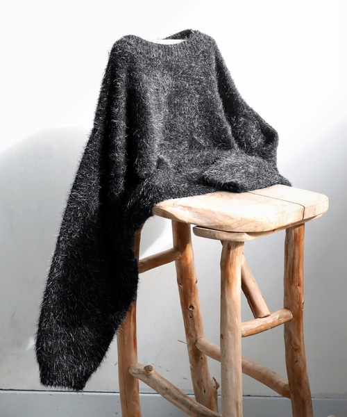 antiqua(アンティカ)の「フェザーショートニット(ニット/セーター・レディース・ブラック・ONESIZE)」の9枚目の写真