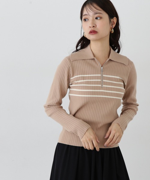 N.（N. Natural Beauty Basic）（エヌエヌナチュラルビューティーベーシック）の「ハーフジップニット（ニット/セーター・レディース・オフホワイト/ライトグリーン/ベージュ・MEDIUM）」の14枚目の写真