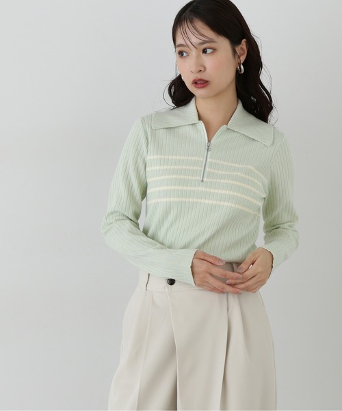 N.（N. Natural Beauty Basic）（エヌエヌナチュラルビューティーベーシック）の「ハーフジップニット（ニット/セーター・レディース・オフホワイト/ライトグリーン/ベージュ・MEDIUM）」の18枚目の写真