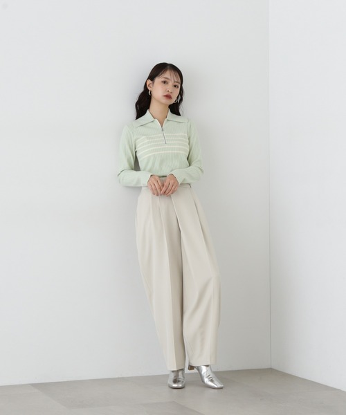 N.（N. Natural Beauty Basic）（エヌエヌナチュラルビューティーベーシック）の「ハーフジップニット（ニット/セーター・レディース・オフホワイト/ライトグリーン/ベージュ・MEDIUM）」の20枚目の写真