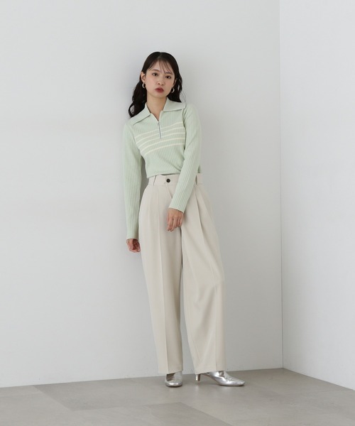 N.（N. Natural Beauty Basic）（エヌエヌナチュラルビューティーベーシック）の「ハーフジップニット（ニット/セーター・レディース・オフホワイト/ライトグリーン/ベージュ・MEDIUM）」の21枚目の写真