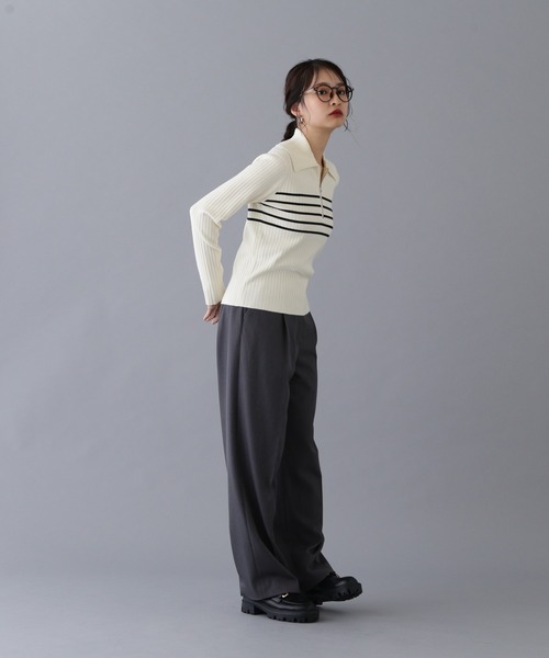 N.（N. Natural Beauty Basic）（エヌエヌナチュラルビューティーベーシック）の「ハーフジップニット（ニット/セーター・レディース・オフホワイト/ライトグリーン/ベージュ・MEDIUM）」の7枚目の写真
