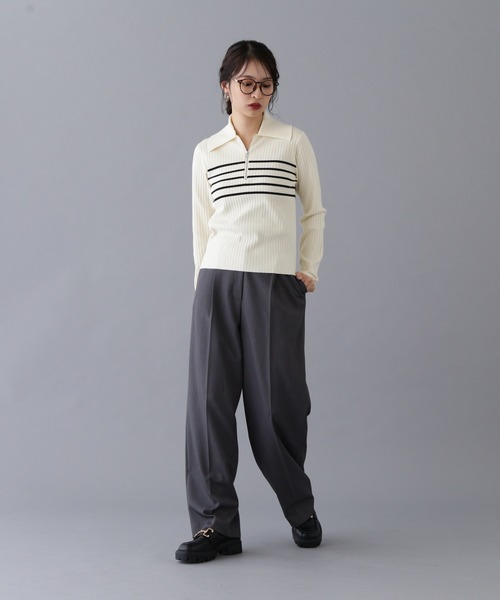 N.（N. Natural Beauty Basic）（エヌエヌナチュラルビューティーベーシック）の「ハーフジップニット（ニット/セーター・レディース・オフホワイト/ライトグリーン/ベージュ・MEDIUM）」の8枚目の写真