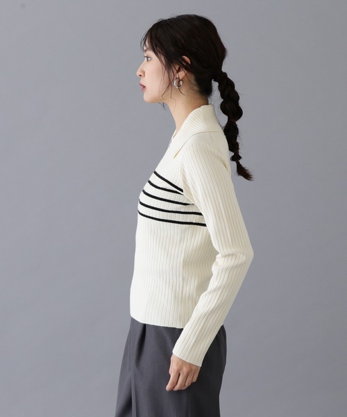 N.（N. Natural Beauty Basic）（エヌエヌナチュラルビューティーベーシック）の「ハーフジップニット（ニット/セーター・レディース・オフホワイト/ライトグリーン/ベージュ・MEDIUM）」の10枚目の写真