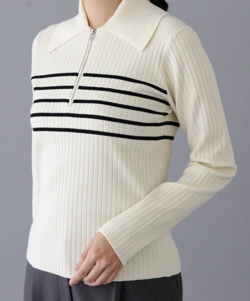 N.（N. Natural Beauty Basic）（エヌエヌナチュラルビューティーベーシック）の「ハーフジップニット（ニット/セーター・レディース・オフホワイト/ライトグリーン/ベージュ・MEDIUM）」の12枚目の写真