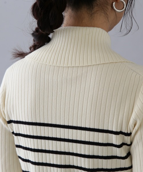 N.（N. Natural Beauty Basic）（エヌエヌナチュラルビューティーベーシック）の「ハーフジップニット（ニット/セーター・レディース・オフホワイト/ライトグリーン/ベージュ・MEDIUM）」の13枚目の写真