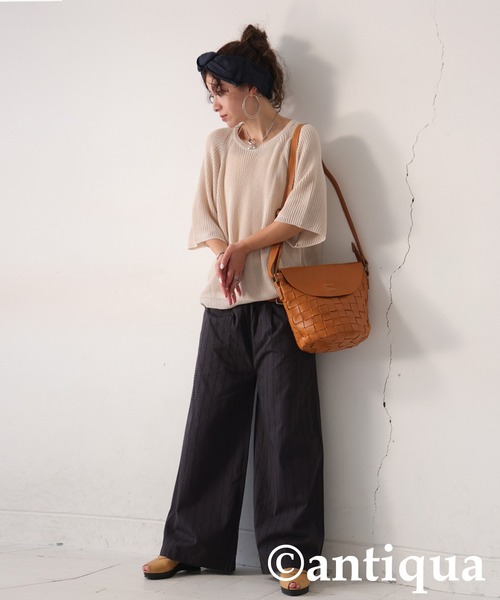 antiqua(アンティカ)の「コットンワイドパンツ(その他パンツ・レディース・ブラック/カーキ・MEDIUM/LARGE)」の6枚目の写真