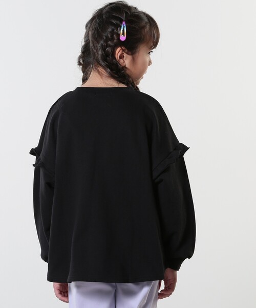 SHOO・LA・RUE(シューラルー)の「【130-150cm/洗える/姉妹リンク可】お袖フリルがアクセント アソートプリントスウェット(スウェット・キッズ・パープル/オフホワイト/ブラック/サックスブルー・13/14/15 )」の5枚目の写真