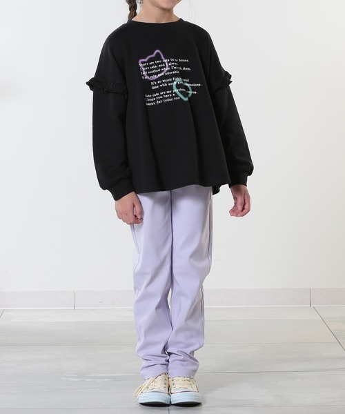 SHOO・LA・RUE(シューラルー)の「【130-150cm/洗える/姉妹リンク可】お袖フリルがアクセント アソートプリントスウェット(スウェット・キッズ・パープル/オフホワイト/ブラック/サックスブルー・13/14/15 )」の21枚目の写真