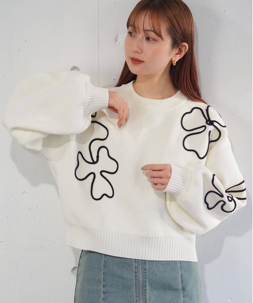 tiptop(ティップトップ)の「コード刺繍ニットプルオーバー(ニット/セーター・レディース・アイボリー/ブラック/ブルー・FREE)」の11枚目の写真