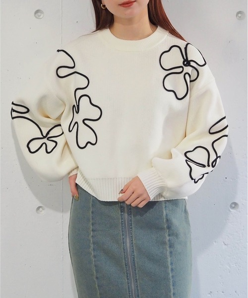 tiptop(ティップトップ)の「コード刺繍ニットプルオーバー(ニット/セーター・レディース・アイボリー/ブラック/ブルー・FREE)」の10枚目の写真