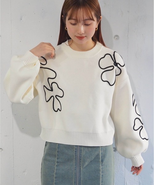 tiptop(ティップトップ)の「コード刺繍ニットプルオーバー(ニット/セーター・レディース・アイボリー/ブラック/ブルー・FREE)」の8枚目の写真