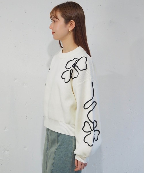 tiptop(ティップトップ)の「コード刺繍ニットプルオーバー(ニット/セーター・レディース・アイボリー/ブラック/ブルー・FREE)」の6枚目の写真