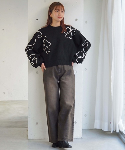 tiptop(ティップトップ)の「コード刺繍ニットプルオーバー(ニット/セーター・レディース・アイボリー/ブラック/ブルー・FREE)」の20枚目の写真