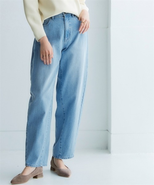 nissen（ニッセン）の「デニムカーブパンツ（デニムパンツ・レディース・ブルー/ネイビー/ライトブルー・3L/LL/L/M/S）」の2枚目の写真