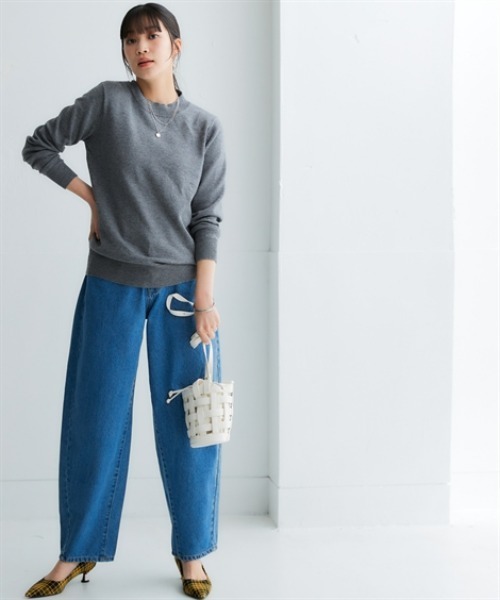 nissen（ニッセン）の「デニムカーブパンツ（デニムパンツ・レディース・ブルー/ネイビー/ライトブルー・3L/LL/L/M/S）」の7枚目の写真