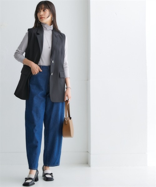 nissen（ニッセン）の「デニムカーブパンツ（デニムパンツ・レディース・ブルー/ネイビー/ライトブルー・3L/LL/L/M/S）」の8枚目の写真