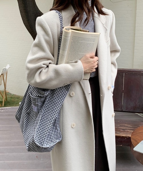 SHEPP(シープ)の「千鳥 チェック柄ビッグトートバッグ(トートバッグ・レディース・ダークグリーン/ブラック/グリーン・F)」の13枚目の写真