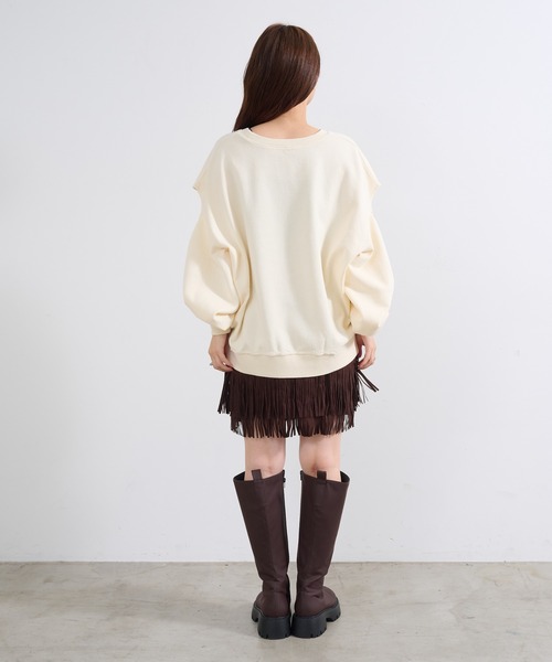 Kastane(カスタネ)の「【初夏まで着れる】カットアウトBIGスウェット(スウェット・レディース・ライトグレー/ピンク/アイボリー・FREE)」の18枚目の写真