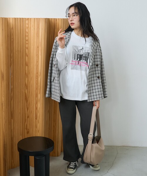 希少❣️オーダー品❣️Atelier GG アップリケロングTシャツ 2ハーフ セール】春服 韓国風 オーバーサイズ 袖プリント ロンT