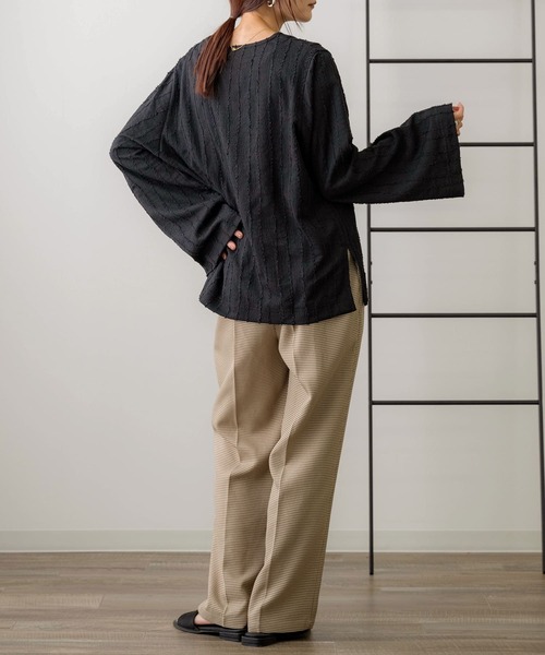 NOAHL（ノアル）の「【NOAHL】フリンジストライプVネックプルオーバー（Tシャツ/カットソー・レディース・ブラウン系/アイボリー/ブラック/グリーン系・FREE）」の12枚目の写真