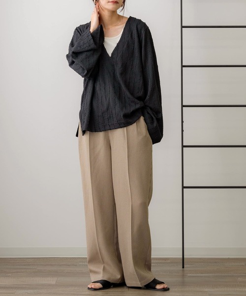 NOAHL（ノアル）の「【NOAHL】フリンジストライプVネックプルオーバー（Tシャツ/カットソー・レディース・ブラウン系/アイボリー/ブラック/グリーン系・FREE）」の13枚目の写真