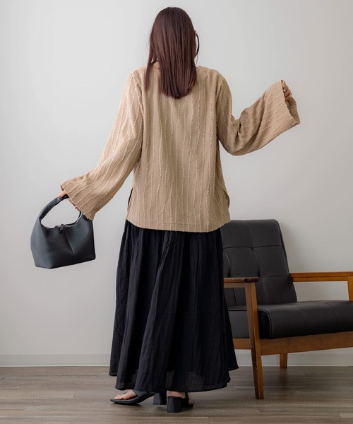 NOAHL（ノアル）の「【NOAHL】フリンジストライプVネックプルオーバー（Tシャツ/カットソー・レディース・ブラウン系/アイボリー/ブラック/グリーン系・FREE）」の15枚目の写真