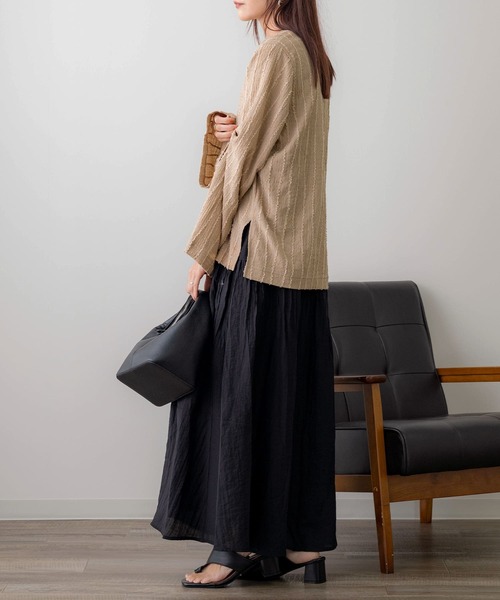 NOAHL（ノアル）の「【NOAHL】フリンジストライプVネックプルオーバー（Tシャツ/カットソー・レディース・ブラウン系/アイボリー/ブラック/グリーン系・FREE）」の18枚目の写真