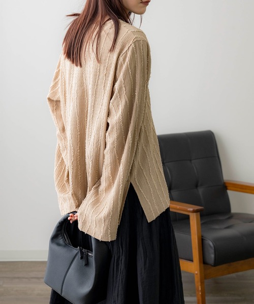 NOAHL（ノアル）の「【NOAHL】フリンジストライプVネックプルオーバー（Tシャツ/カットソー・レディース・ブラウン系/アイボリー/ブラック/グリーン系・FREE）」の19枚目の写真