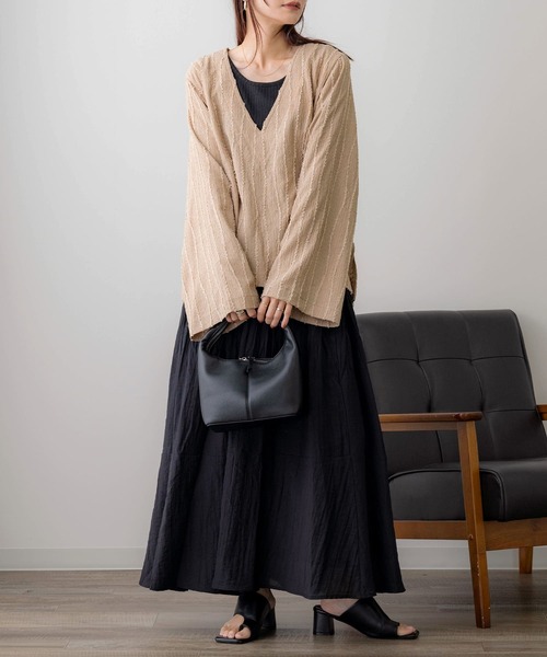 NOAHL（ノアル）の「【NOAHL】フリンジストライプVネックプルオーバー（Tシャツ/カットソー・レディース・ブラウン系/アイボリー/ブラック/グリーン系・FREE）」の20枚目の写真