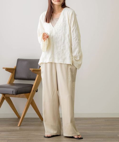 NOAHL（ノアル）の「【NOAHL】フリンジストライプVネックプルオーバー（Tシャツ/カットソー・レディース・ブラウン系/アイボリー/ブラック/グリーン系・FREE）」の22枚目の写真