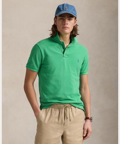 新品　ポロラルフローレン　ポロシャツ　カスタムスリムフィット　メッシュ　グリーン POLO RALPH LAUREN ポロシャツ カスタム スリム フィット