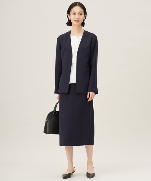 自由区(ジユウク)の「ライトストレッチノーカラー ジャケット(ノーカラージャケット・レディース・ブラック系/ネイビー系・42/36/38/40)」の5枚目の写真