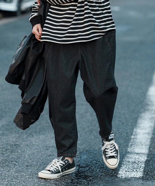 CAMBIO（カンビオ）の「mp13249-Deformed Silhouette Stretch Denim Pants デニムパンツ（デニムパンツ・メンズ・サックスブルー/ブラック/ネイビー・M/L/S）」の4枚目の写真