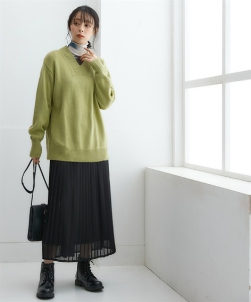 nissen(ニッセン)の「シフォンプリーツロングスカート<大きいサイズ有>(スカート・レディース・ブラック/サックスブルー/ドット/モカ/チェック/ブルー/イエロー・L/LL/3L/S/M)」の8枚目の写真