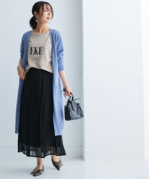 nissen(ニッセン)の「シフォンプリーツロングスカート<大きいサイズ有>(スカート・レディース・ブラック/サックスブルー/ドット/モカ/チェック/ブルー/イエロー・L/LL/3L/S/M)」の11枚目の写真