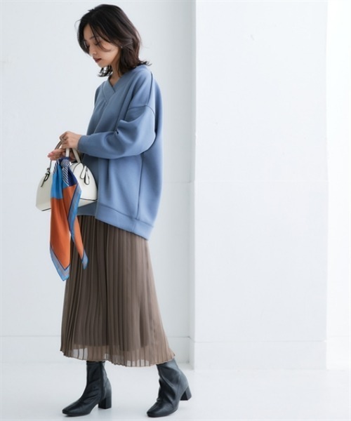 nissen(ニッセン)の「シフォンプリーツロングスカート<大きいサイズ有>(スカート・レディース・ブラック/サックスブルー/ドット/モカ/チェック/ブルー/イエロー・L/LL/3L/S/M)」の18枚目の写真