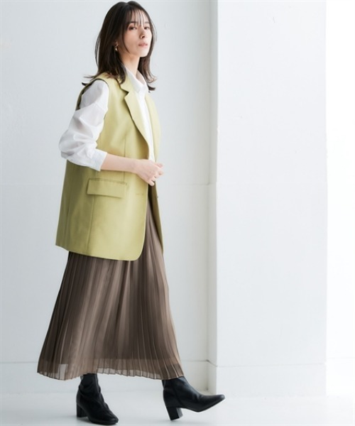 nissen(ニッセン)の「シフォンプリーツロングスカート<大きいサイズ有>(スカート・レディース・ブラック/サックスブルー/ドット/モカ/チェック/ブルー/イエロー・L/LL/3L/S/M)」の19枚目の写真