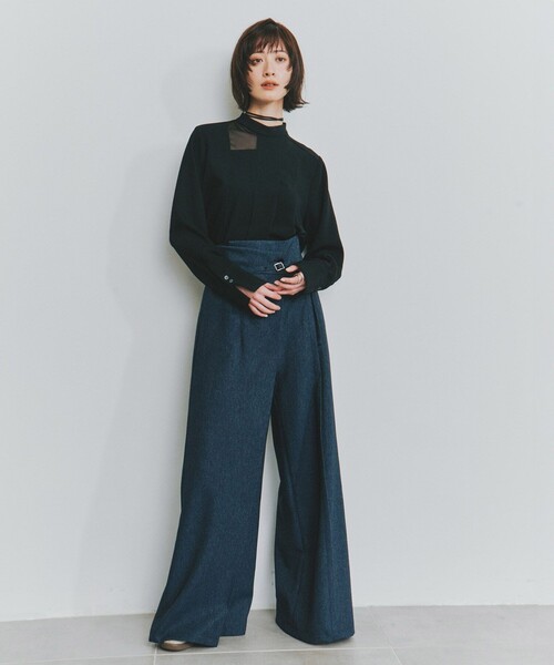 アシンメトリーチョーカーブラウス(FREE LIGHT GREY