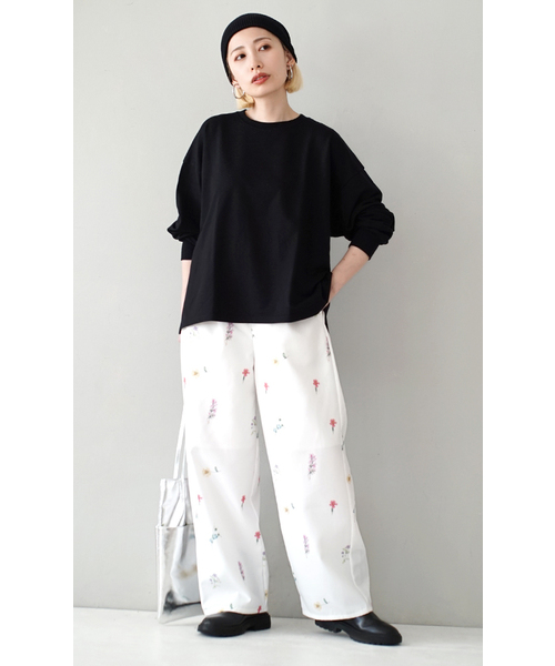 zootie(ズーティー)の「こなれリラックス リブ袖スリットプルオーバー(Tシャツ/カットソー・レディース・ダークグリーン/オレンジ系/ネイビー/ミント/グレイッシュベージュ/ブラック/杢グレー/オフホワイト・M)」の12枚目の写真
